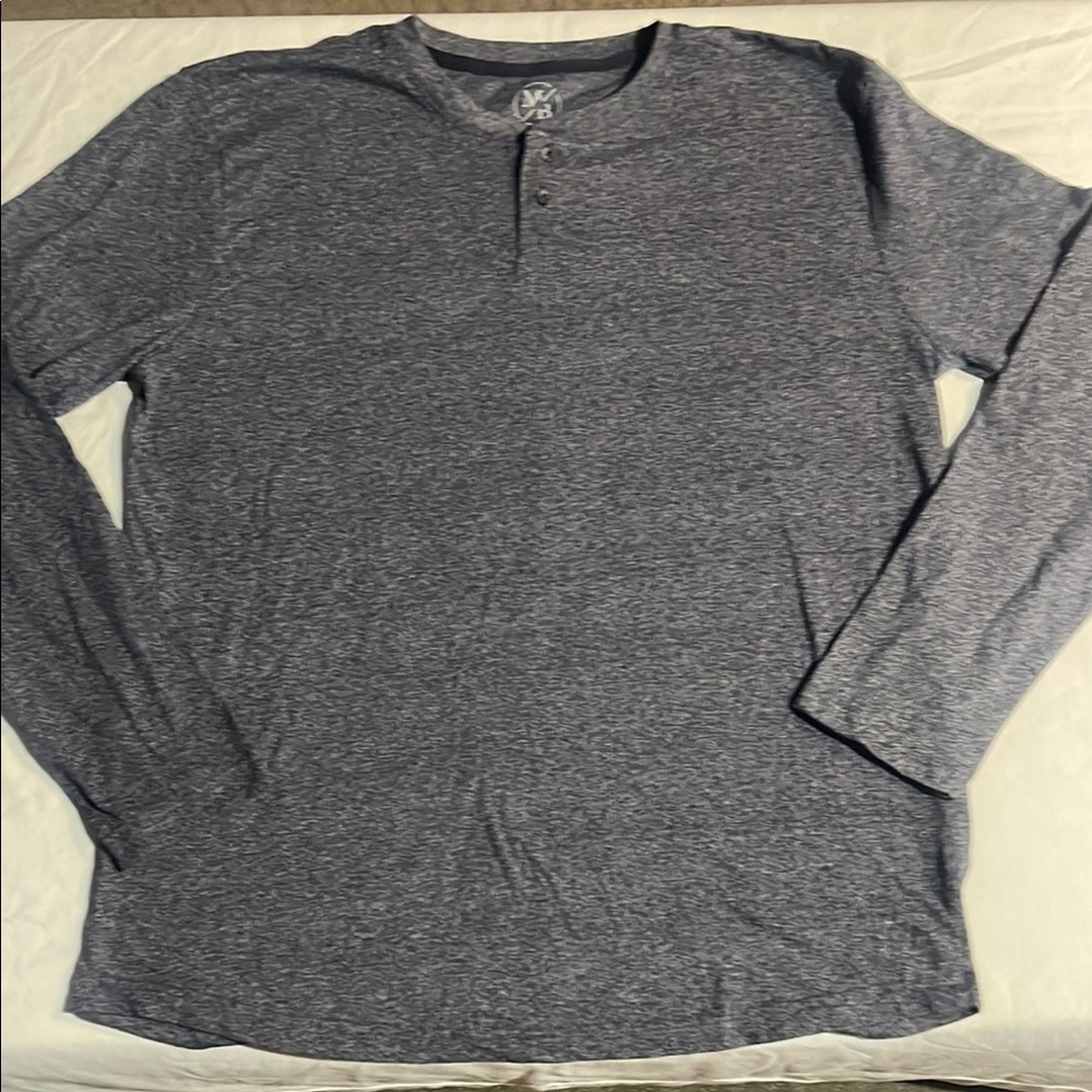 Gray Long Sleeve Tee with Heathered Texture